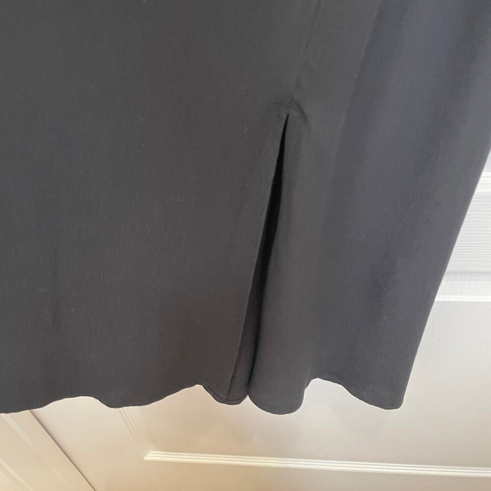 LOFT Mock Neck Dress Black Long Sleeve Midi w/ Slit NWT Modest Conservative 8P - Picture 5 of 8